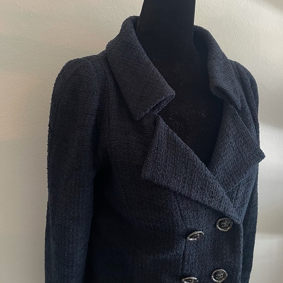 🖤Chanel Navy Tweed De cotton Jacket %100 Authentic 🖤 - Picture 5 of 11